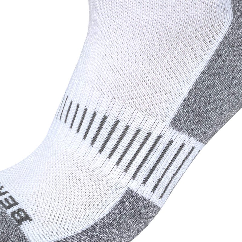 BERING Men's Athletic Running Ankle Socks Cushioned Heel Tab, Size 9-12, White, 6 Pairs - Image 5